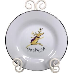 Pottery Barn PRANCER REINDEER Dessert Salad Plate 8.5" Retired